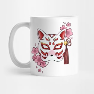 Cherry Blossom Fox Mask - A Playful and Elegant Design Mug